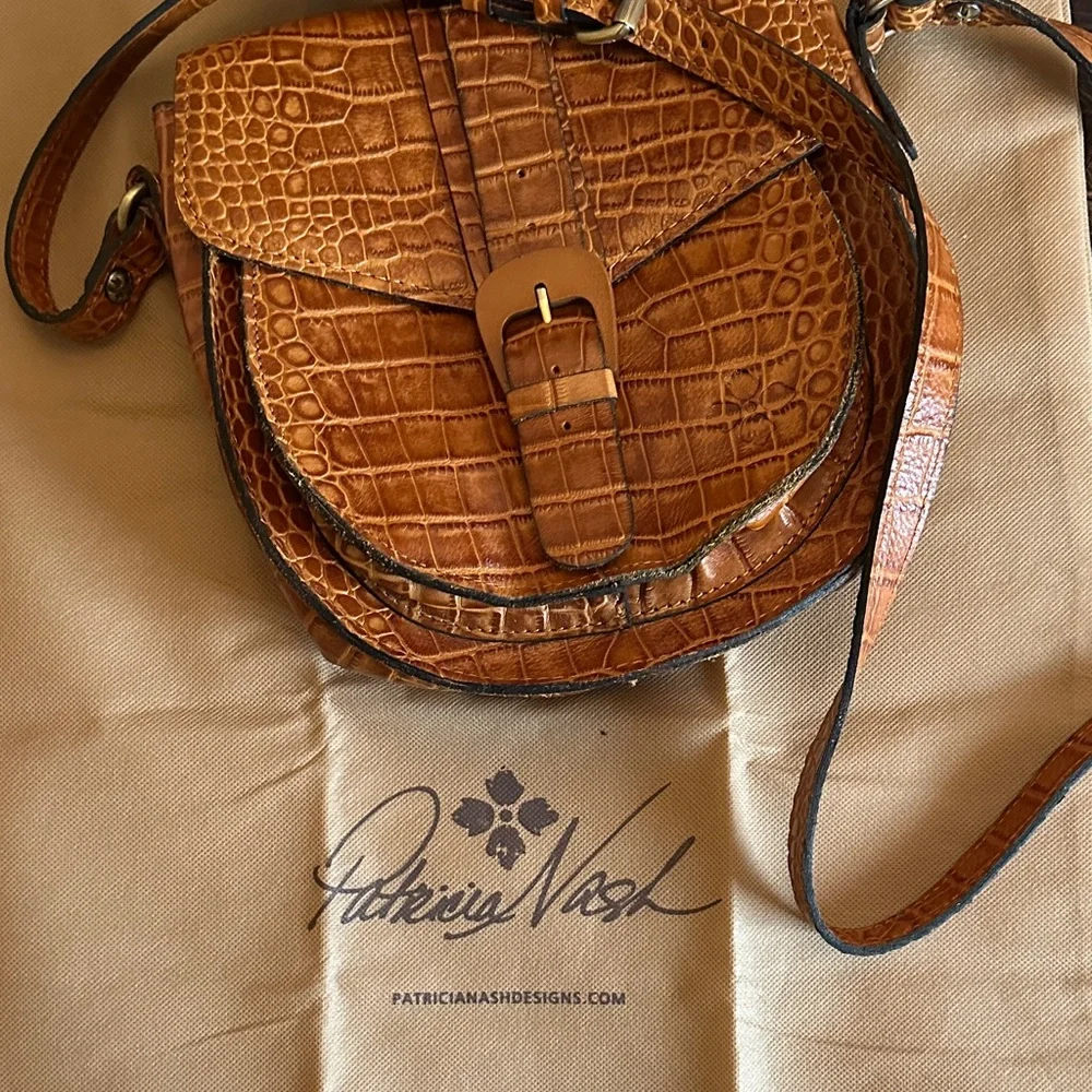 Patricia Nash Brown Croc-Embossed Crossbody Bag - Picture 5 of 5